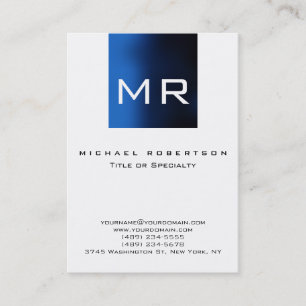 Chubby Large Monogram White Blue Business Card