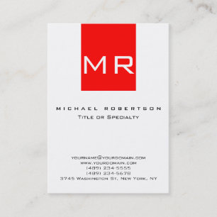 Chubby Large Monogram White Red Business Card