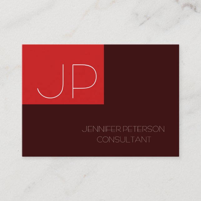 Chubby Lovable Charming Monogram Red Brown Business Card (Front)