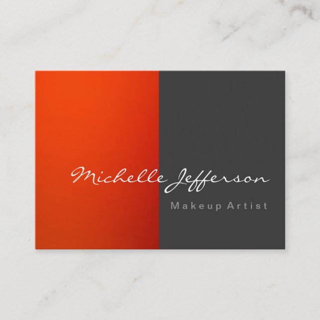 Chubby Makeup Artist Gray Orange Business Card (Front)