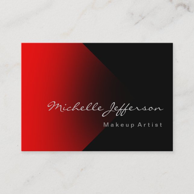 Chubby Makeup Artist Red Black Business Card (Front)