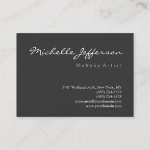 Chubby Makeup Artist Script Gray Business Card