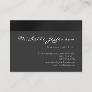 Chubby Makeup Artist Script Gray Business Card