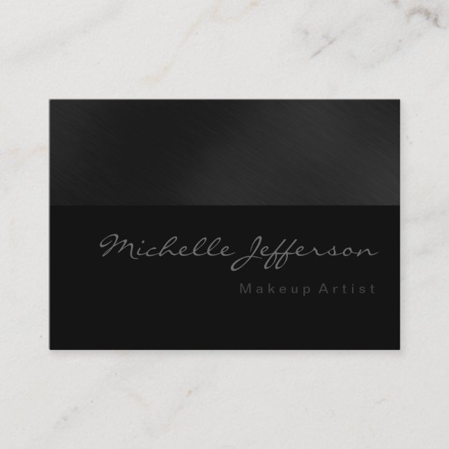 Chubby Makeup Artist Script Gray Business Card (Front)