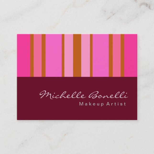 Chubby Makeup Artist Script Pink Feminine Business Card (Front)