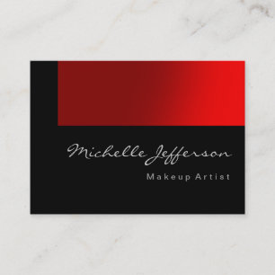 Chubby Makeup Artist Script Red Gray Business Card