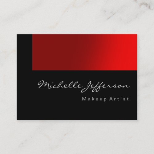 Chubby Makeup Artist Script Red Gray Business Card