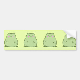 Chubby Matcha Green Kitty Bumper Sticker