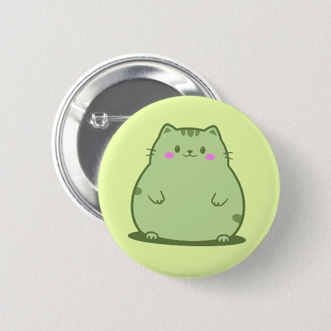 Chubby Matcha Green Kitty Button (Front & Back)