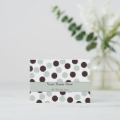 Chubby Mint and Chocolate Polka Dot Business Card (Standing Front)