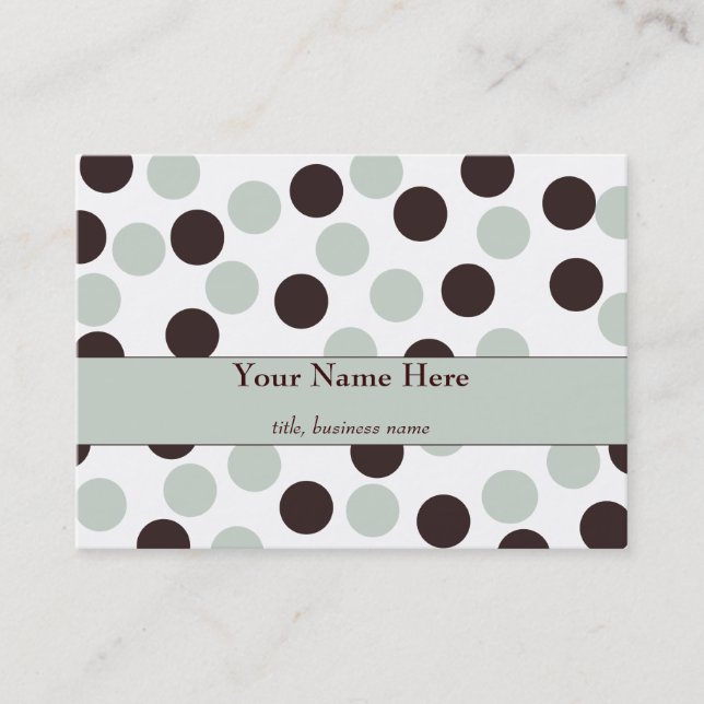 Chubby Mint and Chocolate Polka Dot Business Card (Front)