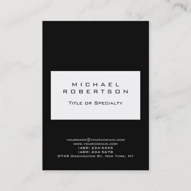 Chubby Modern Black White Clean Business Card (Front)