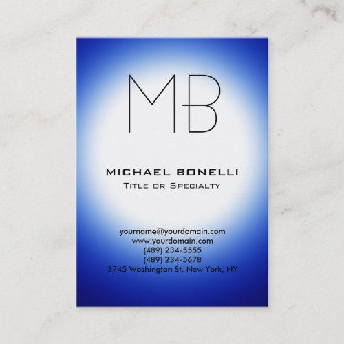 Chubby modern blue white light business card