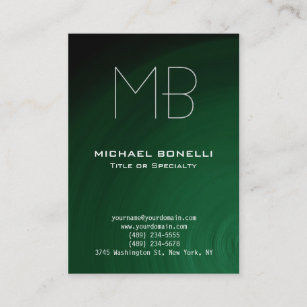 Chubby modern green monogram business card