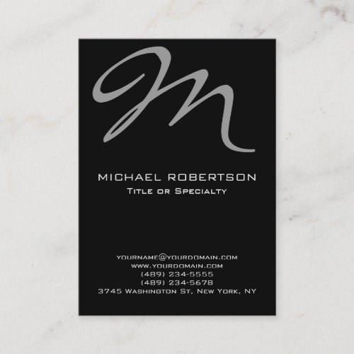 Chubby Modern Monogram Black Clean Business Card