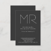 Chubby Modern Monogram Gray White Business Card (Front/Back)