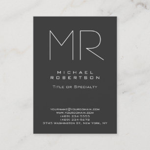 Chubby Modern Monogram Gray White Business Card