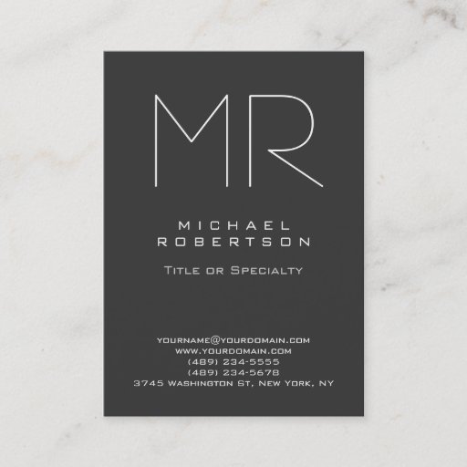 Customizable Chubby Modern Monogram Gray White Business Card