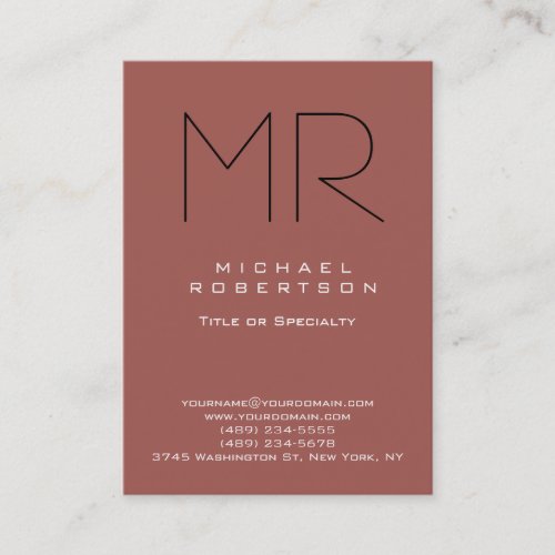 Chubby Modern Monogram Redwood Clean Business Card