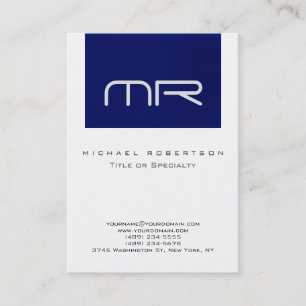 Chubby Modern Monogram White Blue Business Card