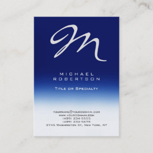 Chubby Modern Monogram White Blue Business Card