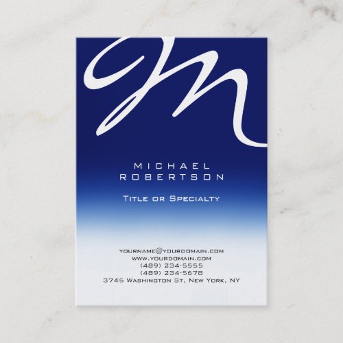 Chubby Modern Monogram White Blue Business Card