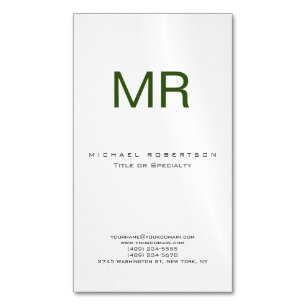 Chubby Modern Monogram White Green Business Card