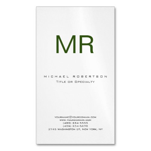 Chubby Modern Monogram White Green Business Card