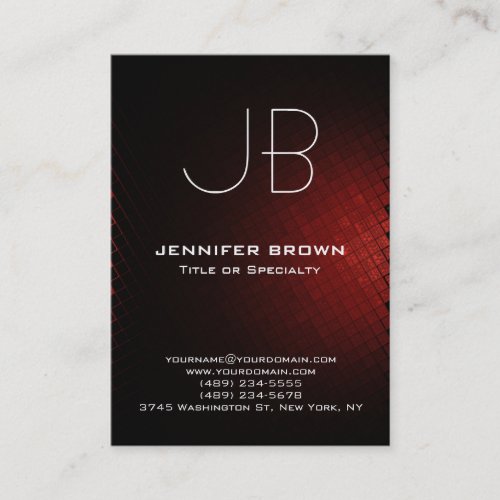 Chubby modern red black monogram professional business card