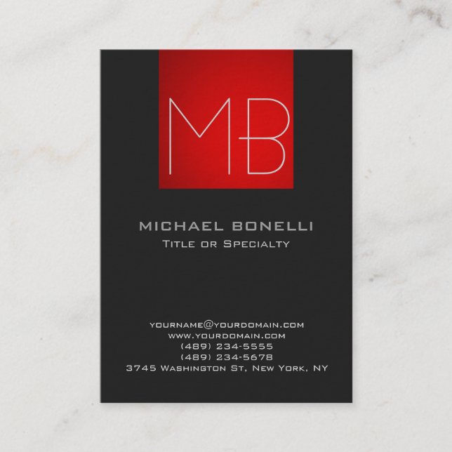 Chubby modern red grey background business card (Front)