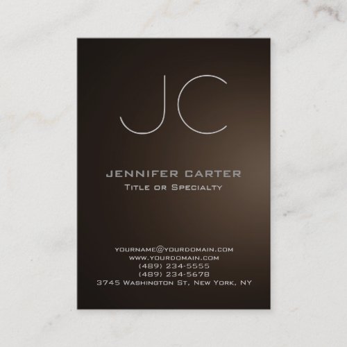 Chubby modern sepia brown monogram professional business card