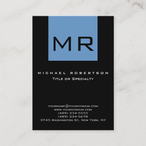 Chubby Monogram Black Blue Stripe Business Card