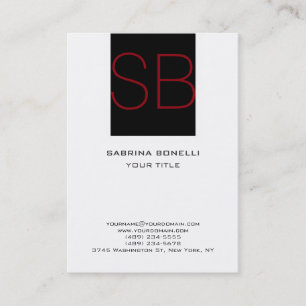Chubby Monogram Black White Red Cute Business Card