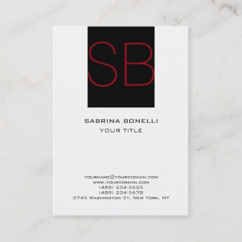 Chubby Monogram Black White Red Cute Business Card
