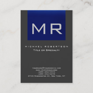 Chubby Monogram Blue Gray Clean Business Card