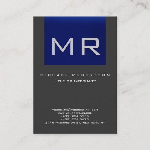 Chubby Monogram Blue Gray Clean Business Card