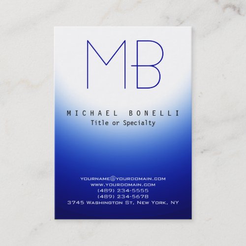 Chubby Monogram Blue White Light Business Card