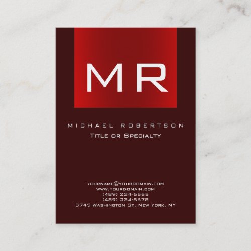 Chubby Monogram Brown Red Clean Business Card