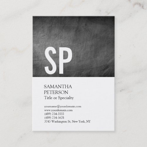 Chubby Monogram Chalkboard White Professional Business Card