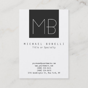 Chubby Monogram Dark Grey White Business Card