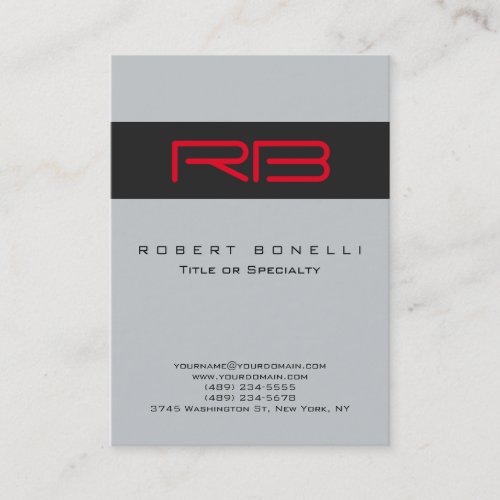 Chubby Monogram Grey Red Business Card