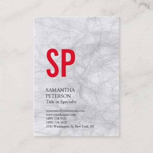 Chubby Monogram Grey Red Professional Business Card