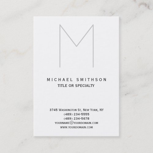 Chubby Monogram Grey White Simple Business Card