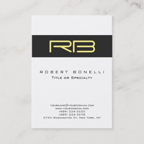 Chubby Monogram Grey White Yellow Business Card