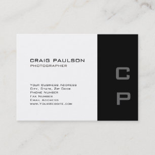 Chubby Monogram Modern White Black Business Card