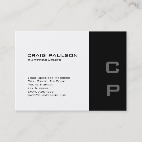 Chubby Monogram Modern White Black Business Card