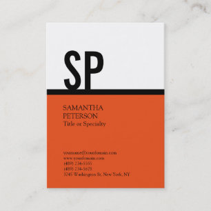 Chubby Monogram Orange Black White Professional Business Card