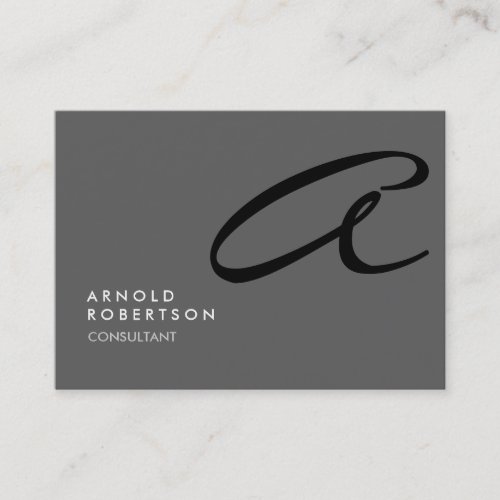 Chubby Monogram Plain Gray Trendy Business Card