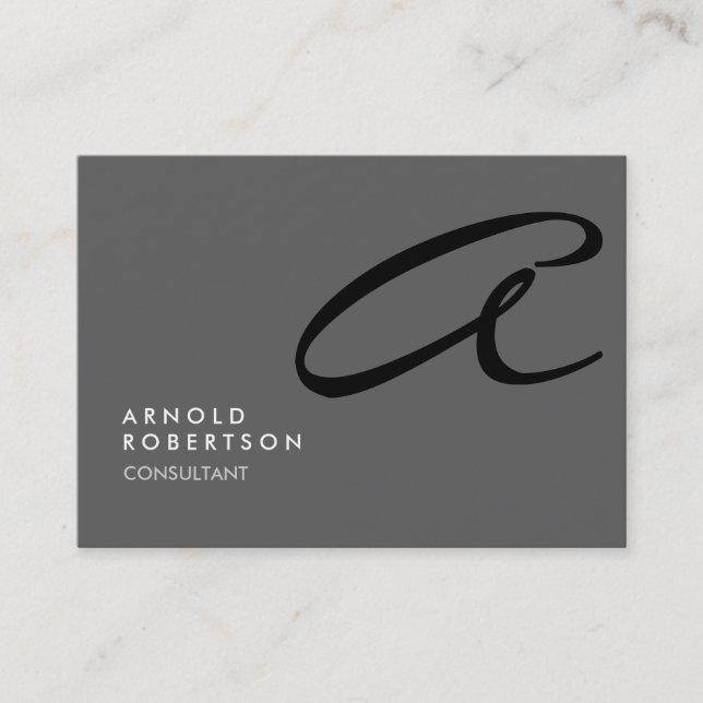 Chubby Monogram Plain Gray Trendy Business Card (Front)