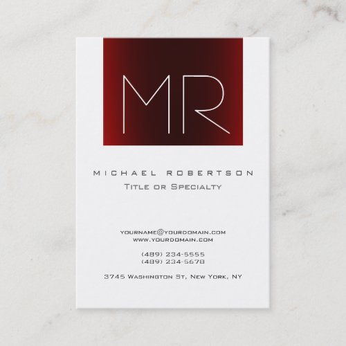 Chubby Monogram Red Striped White Business Card